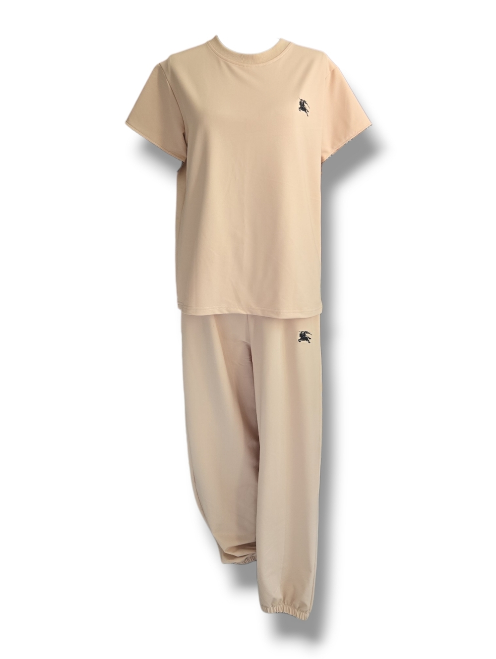 Beige Two-Piece Lounge Set with Small Logo